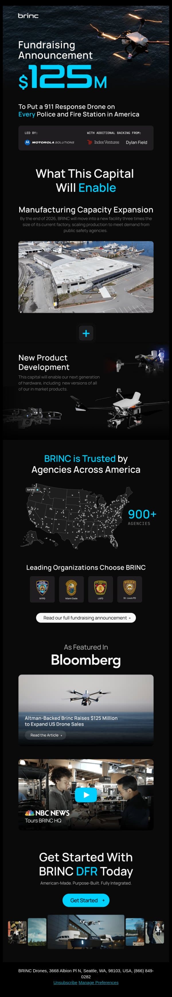 BRINC Raises $125M email from BRINC screenshot