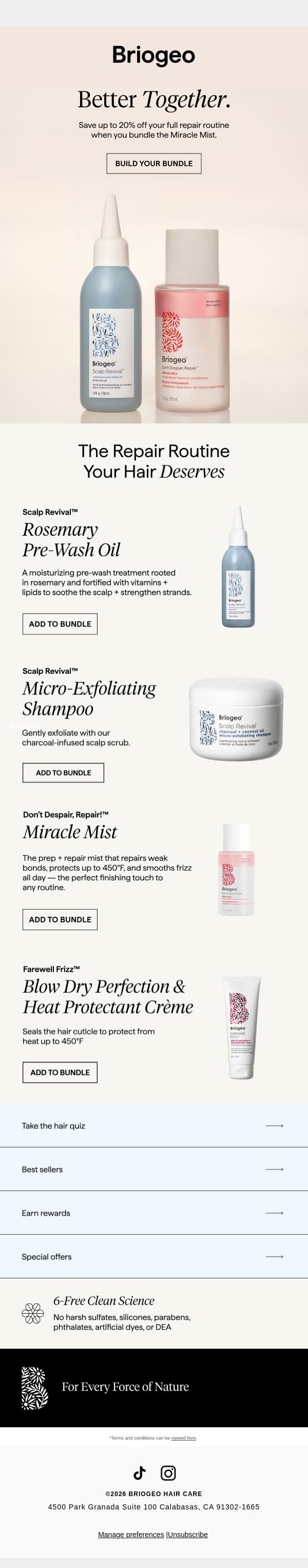 Your routine, upgraded💫 email from Briogeo screenshot
