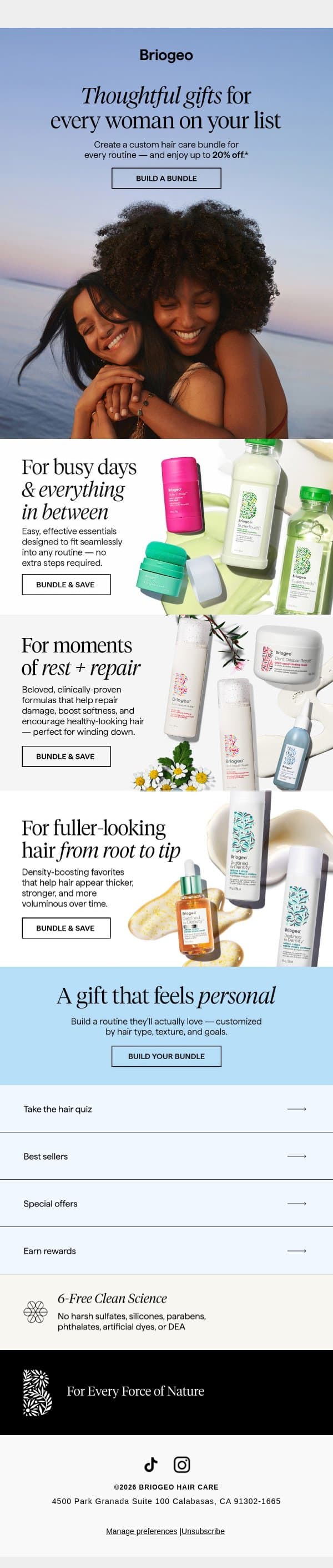 Gift hair care they’ll actually use💐 email from Briogeo screenshot