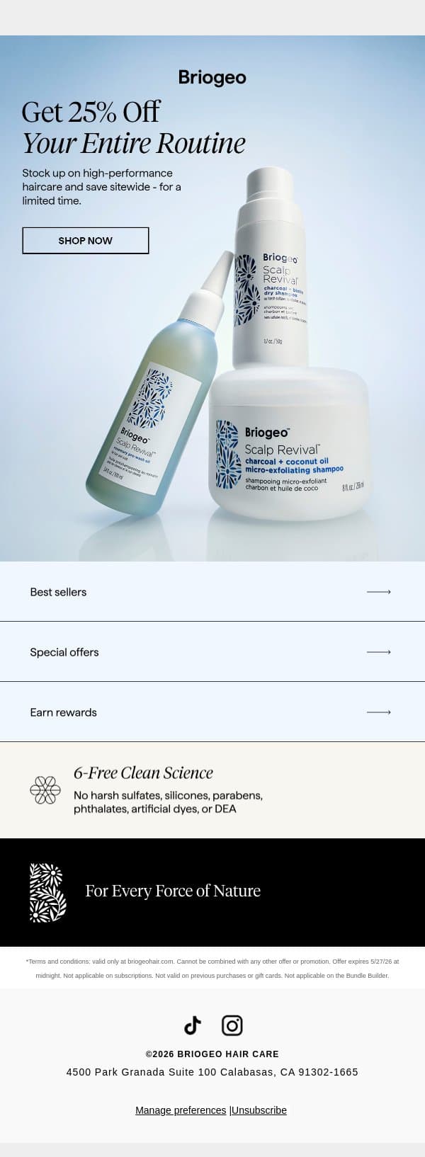Don’t miss this: 25% off sitewide🌊 email from Briogeo screenshot