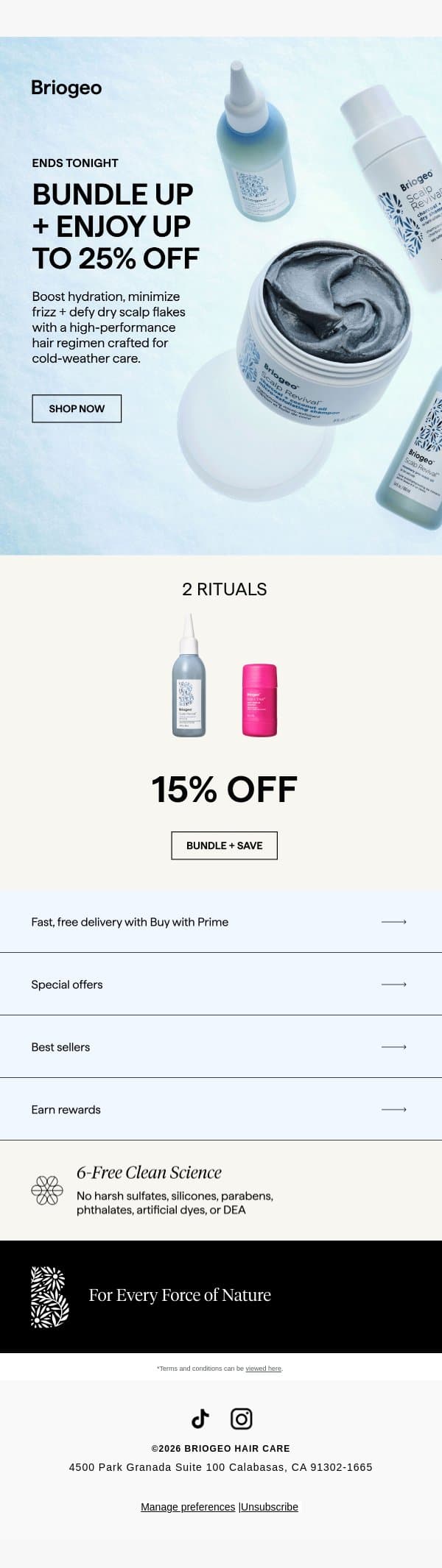 Our Winter Savings Event is heating up🔥 email from Briogeo screenshot