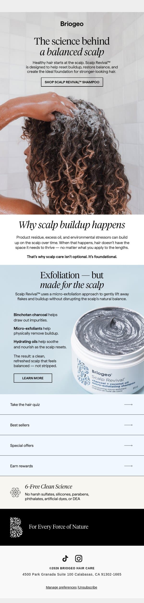 The science behind a healthier scalp🔬 email from Briogeo screenshot
