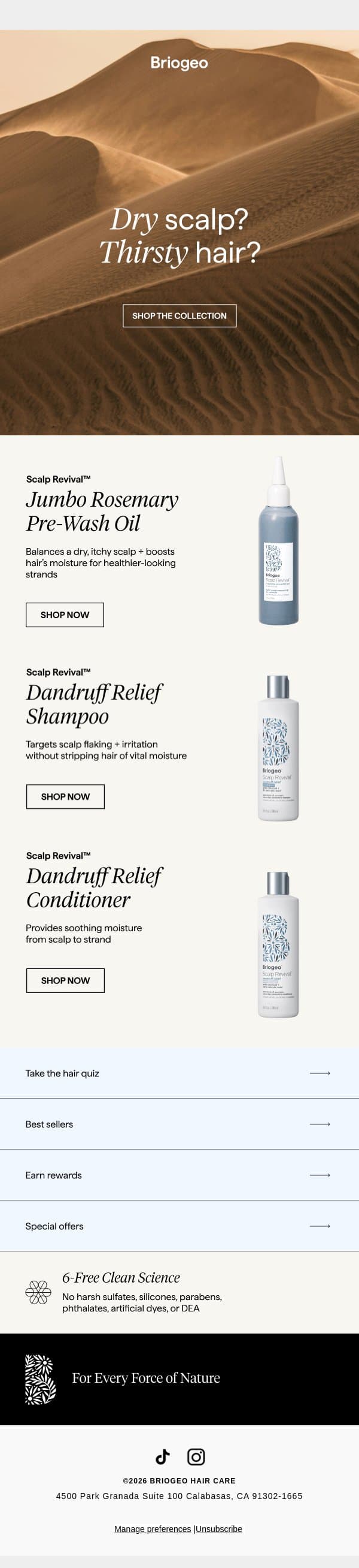 Dealing with dryness? email from Briogeo screenshot
