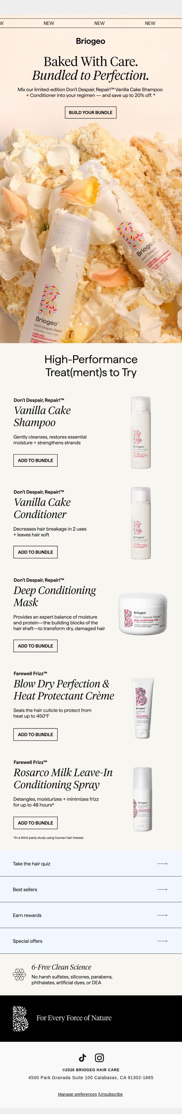 Get a taste of our NEW Vanilla Cake duo🎂 email from Briogeo screenshot