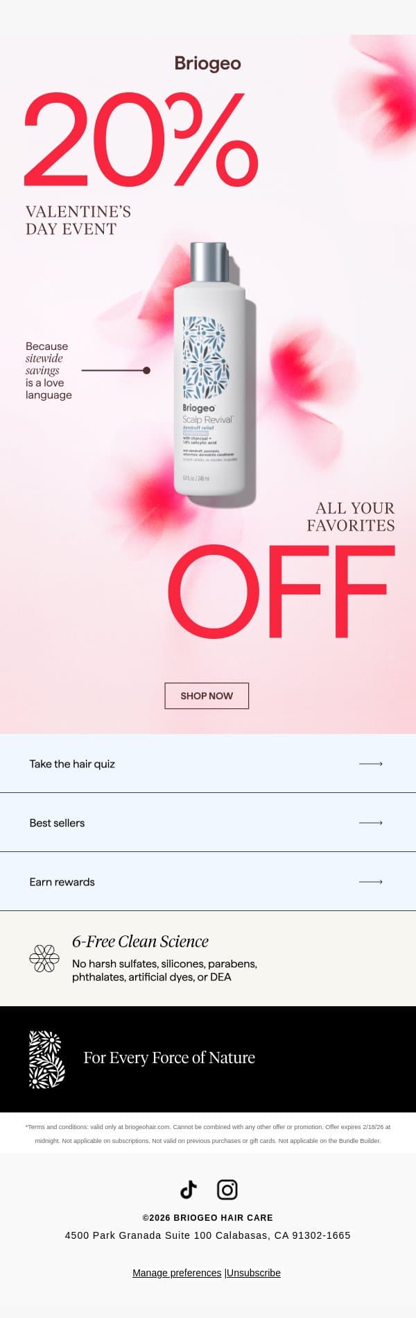 💌 Inside: 20% off sitewide email from Briogeo screenshot