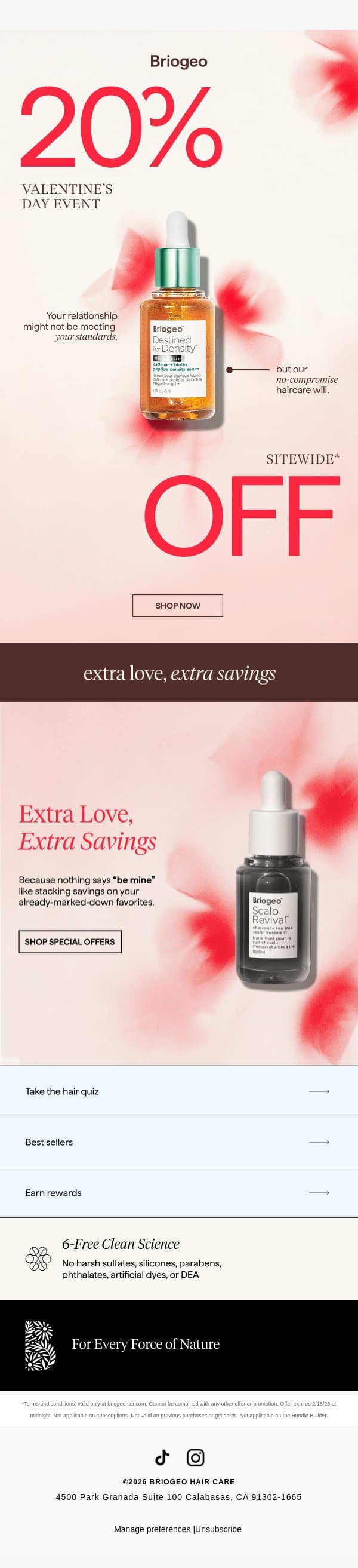 Love at First Cart: 20% Off🤍 email from Briogeo screenshot