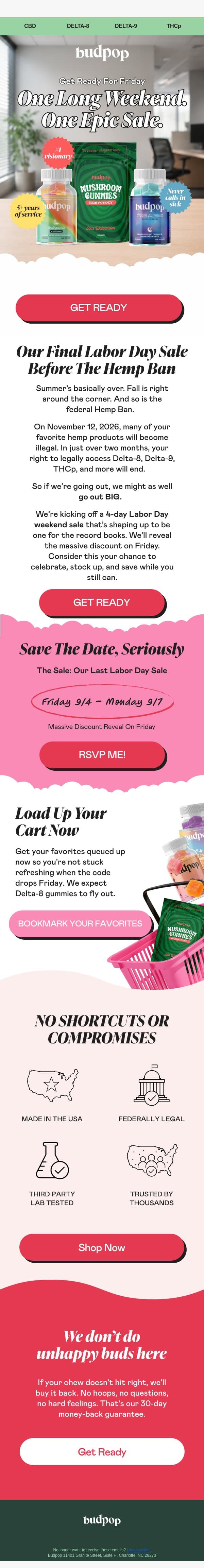 Our FINAL Labor Day Sale 📅 email from Budpop screenshot