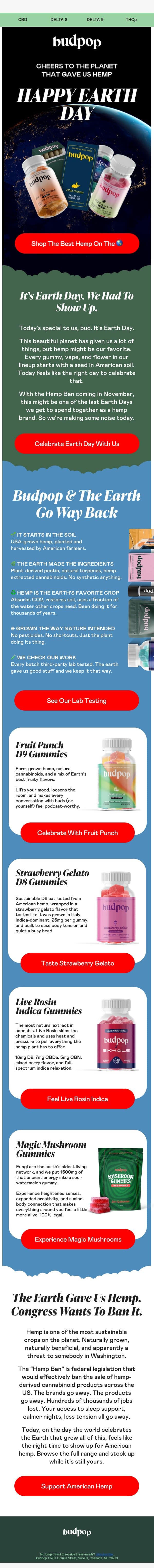 Celebrate Earth Day the Right Way 🌱 email from Budpop screenshot