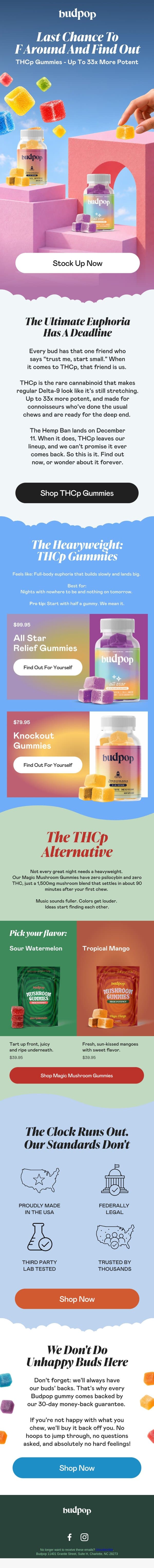 The strongest chew we’ve ever made email from Budpop screenshot