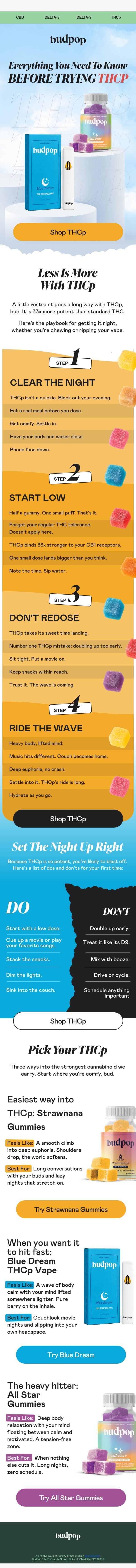 THCp 101 ⚠️ email from Budpop screenshot