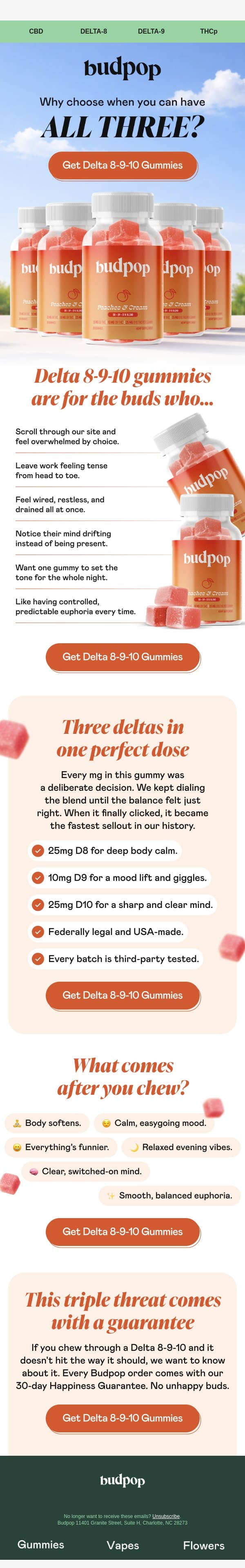 The gummy that does it all ☁️ email from Budpop screenshot
