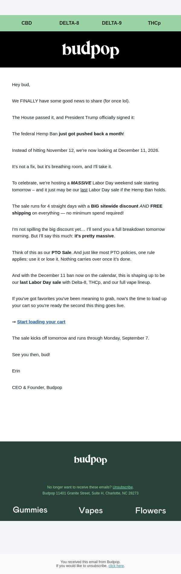 🥳 It happened!!! email from Budpop screenshot