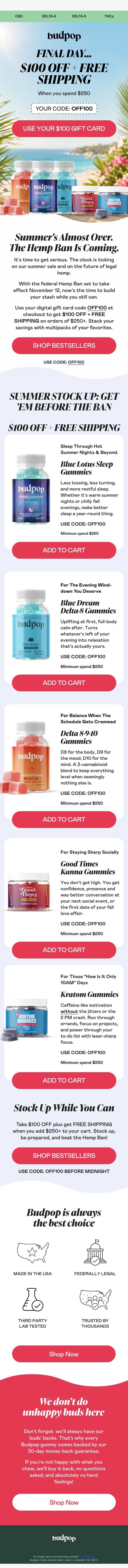 Last call, buds 🚨 email from Budpop screenshot