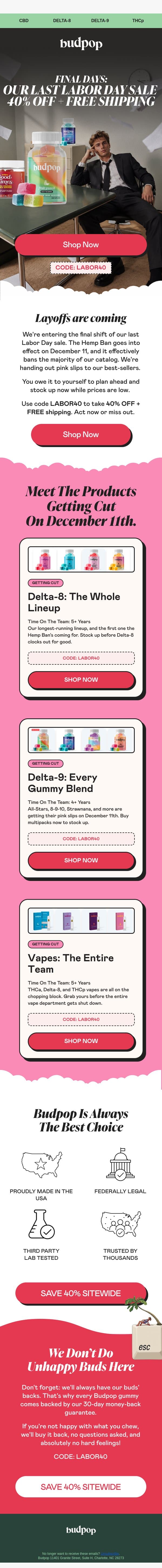 These Gummies Are Getting Fired 😅 email from Budpop screenshot
