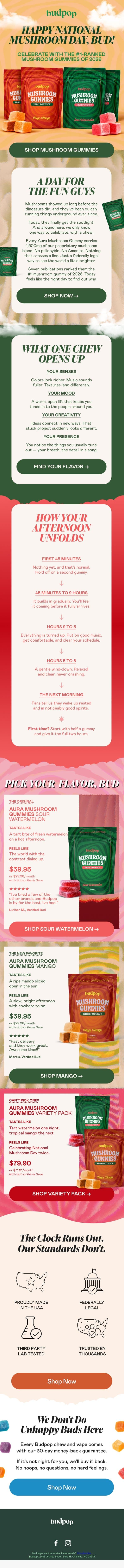 🍄 Happy National Mushroom Day, Bud email from Budpop screenshot