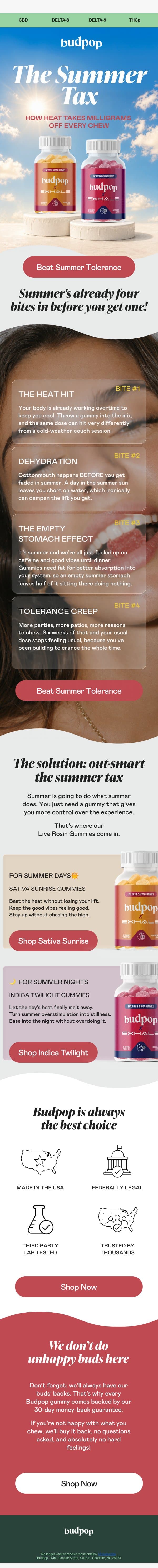 Why your gummies feel weaker 🌞 email from Budpop screenshot