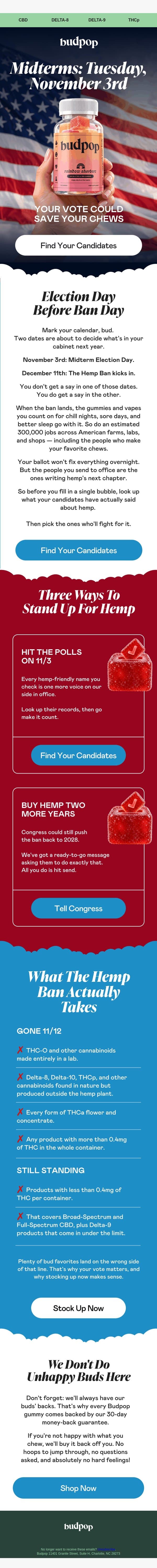 🏛 Your Gummies Can't Vote. You Can 🍬 email from Budpop screenshot