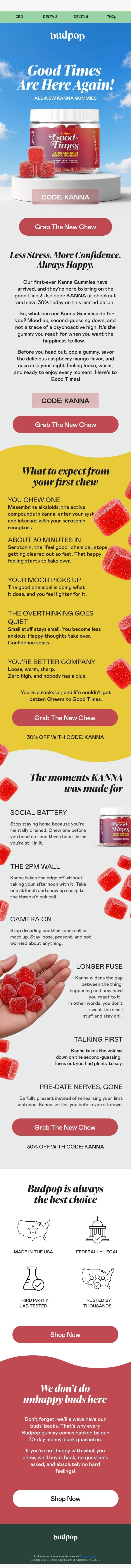 ALL-NEW Kanna Gummies 🍬 🗣️ email from Budpop screenshot