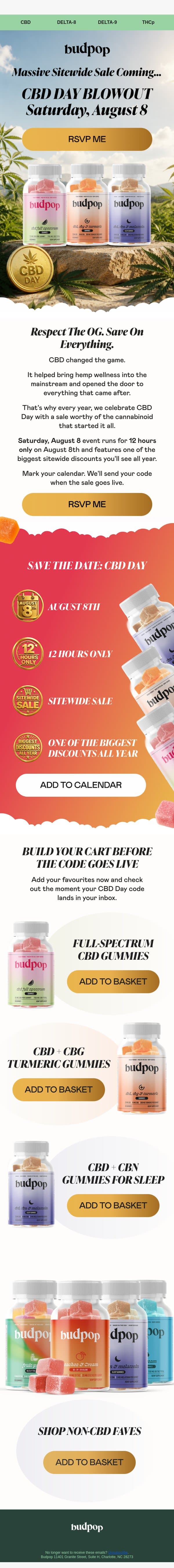 Massive sitewide sale loading 🤩 email from Budpop screenshot