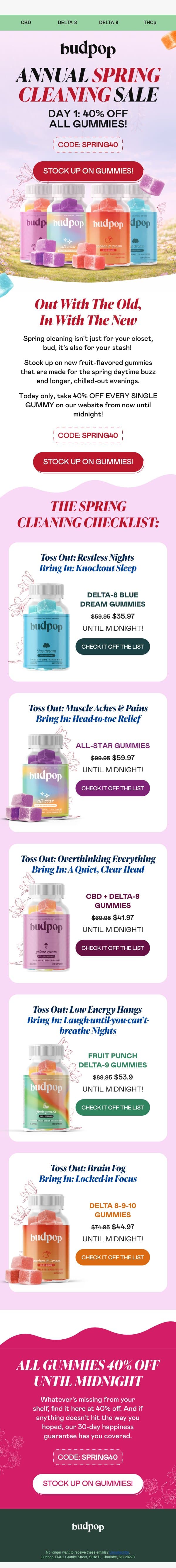 ☀️ 2026 Spring Cleaning Sale Starts NOW email from Budpop screenshot