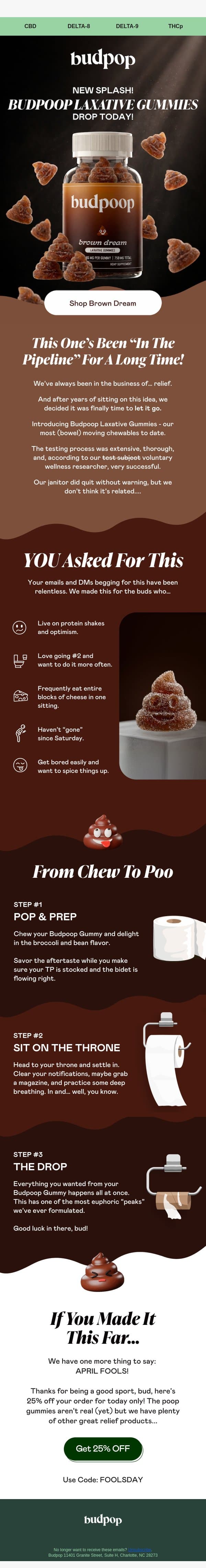 NEW: Budpoop Laxative Gummies 💩 email from Budpop screenshot
