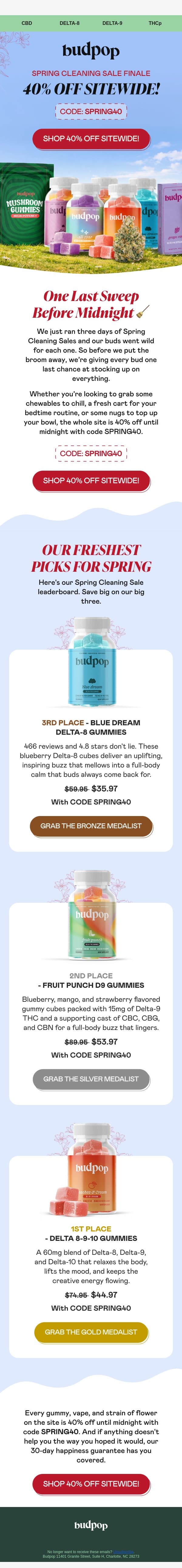 ⏳ Final Day of Spring Cleaning Sale email from Budpop screenshot