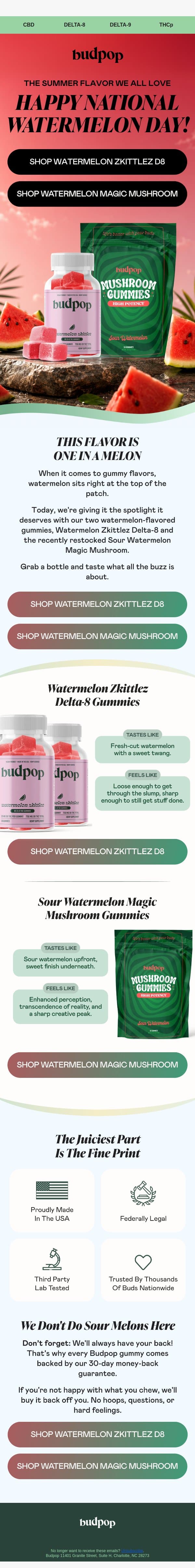 You're one in a MELON 🍉 email from Budpop screenshot