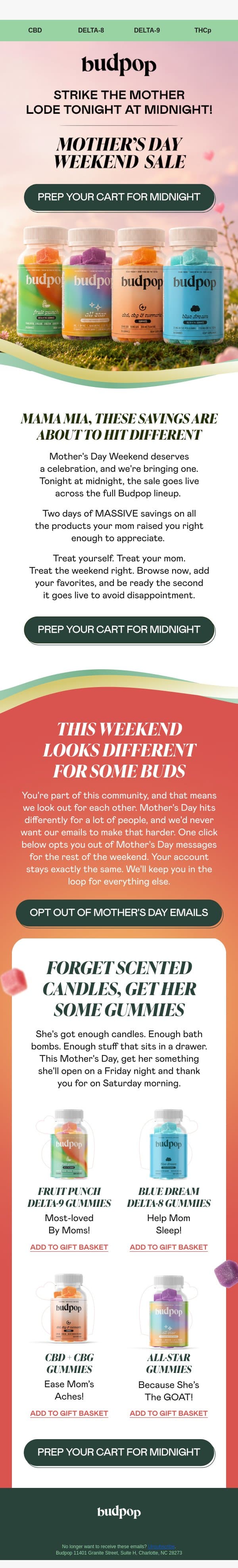 Get in Mom’s good books 👑 email from Budpop screenshot