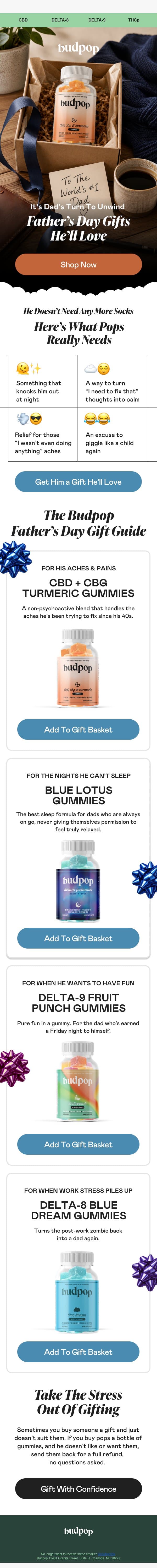 Father's Day gifts he'll love 👨 email from Budpop screenshot