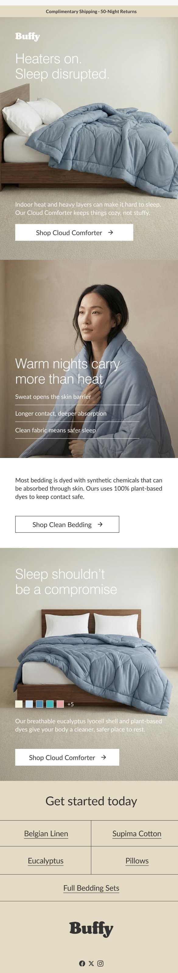Heat on = Sleep disrupted | Claim 25% off email from Buffy screenshot