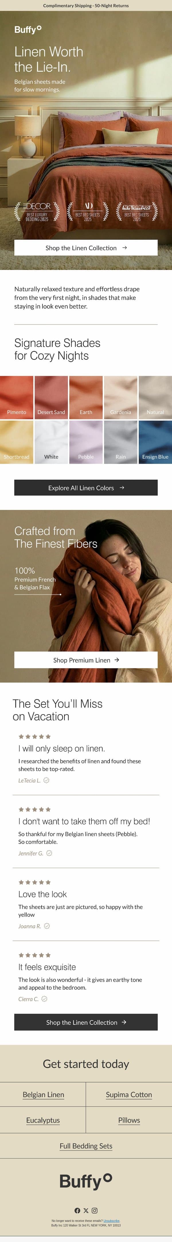 20% Off Your Favorite Colors — Now In Belgian Linen email from Buffy screenshot