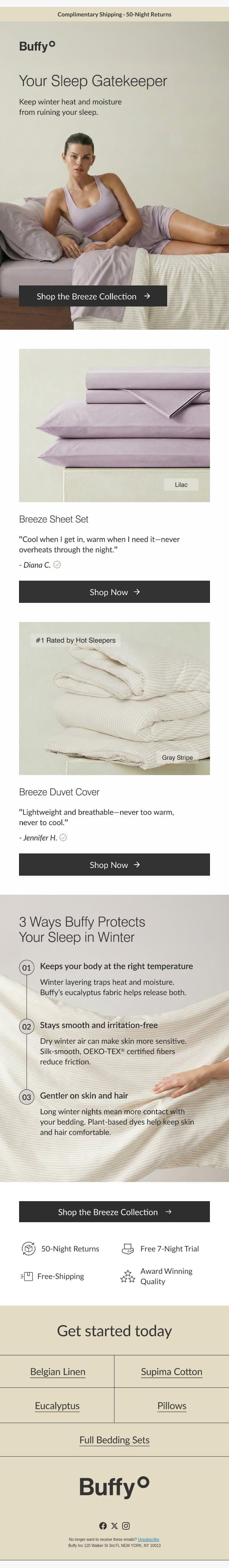 25% Off Awarded Winning Bedding email from Buffy screenshot