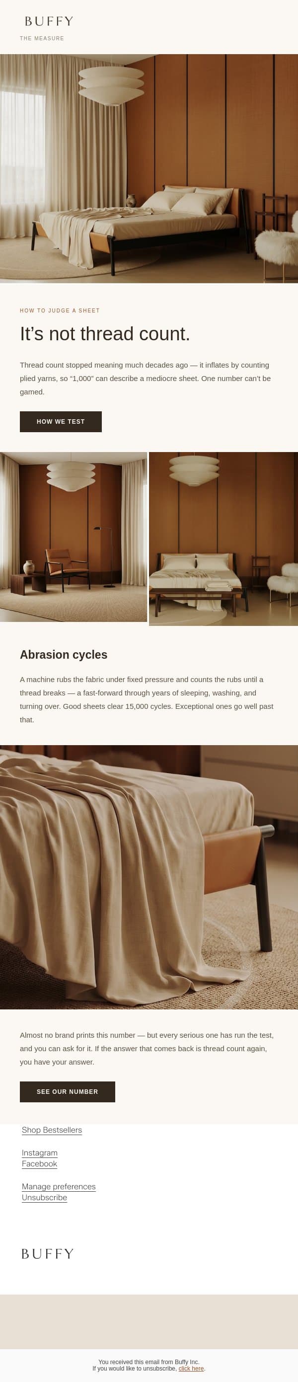 Thread count can be gamed. This can't. email from Buffy screenshot