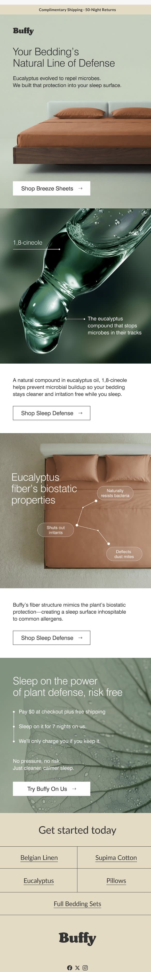 Is Your Bedding Microbe Resistant? email from Buffy screenshot
