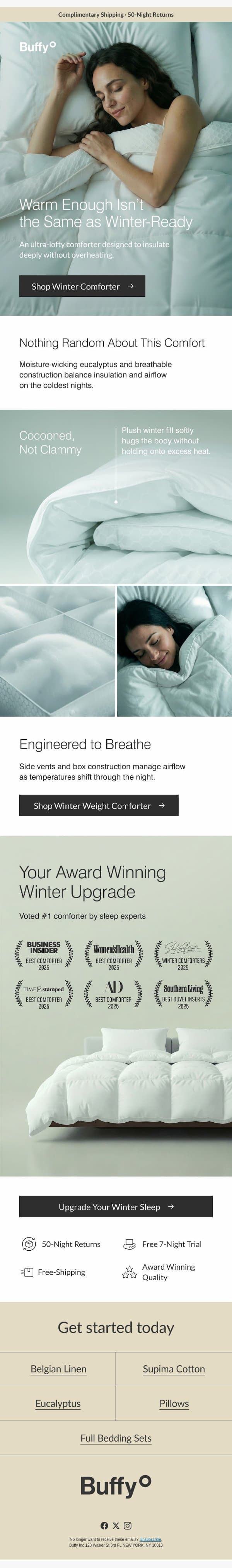 Winter Sale: 25% Off Cozy Comforters email from Buffy screenshot