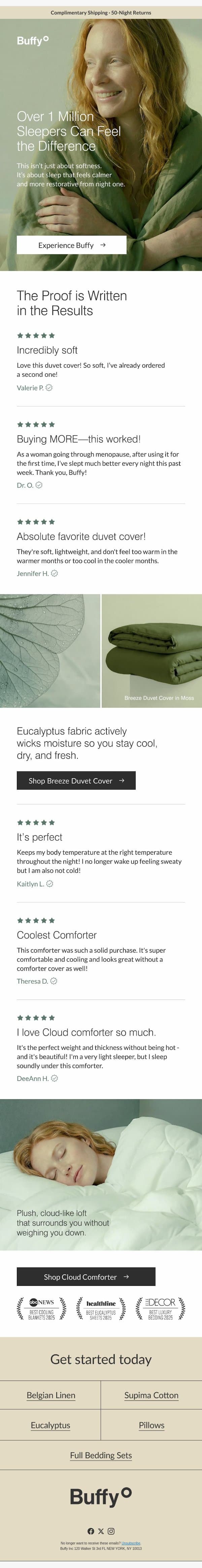 Over 1,000,000 Sleeper Feel The Difference email from Buffy screenshot