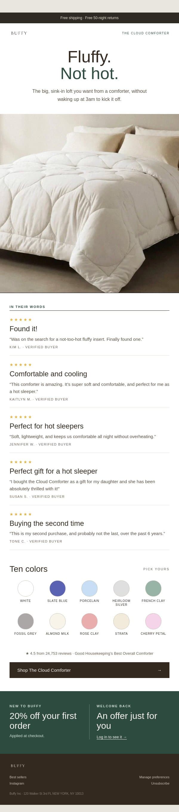 The marshmallow fluffy comforter — that's never hot email from Buffy screenshot