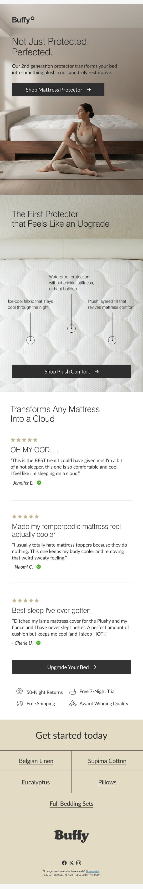 2nd Gen Mattress Protector | 25% Off During Winter Sale email from Buffy screenshot