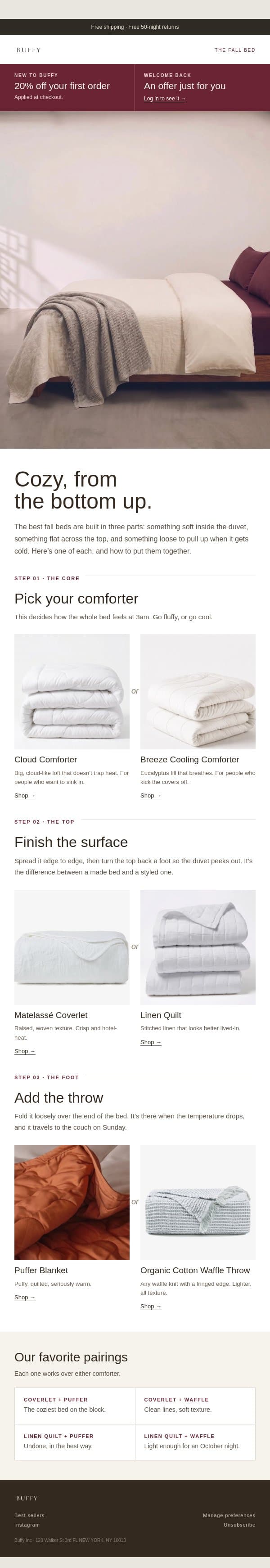The Coziest Fall Layers: Comforters, Quilts, Coverlets & Throws email from Buffy screenshot
