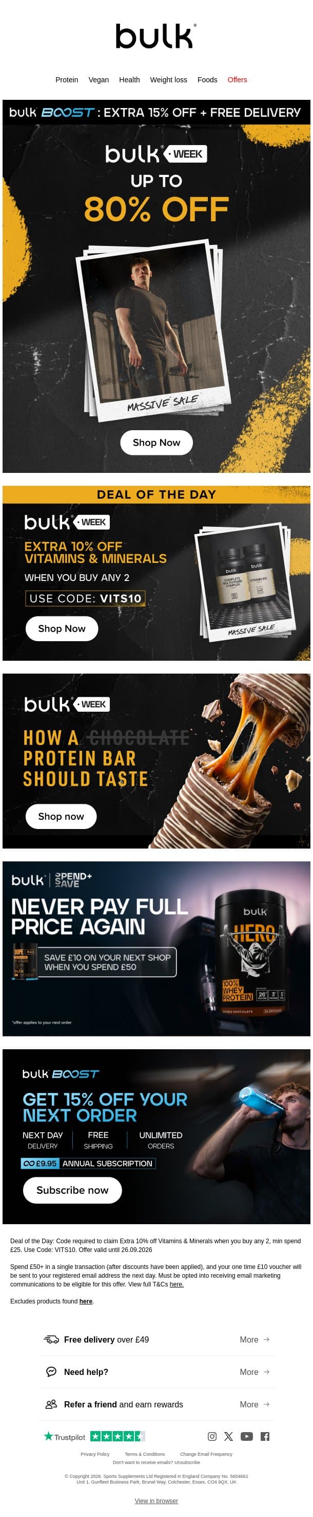 Bulk Week Has Officially Arrived ! email from Bulk.com screenshot