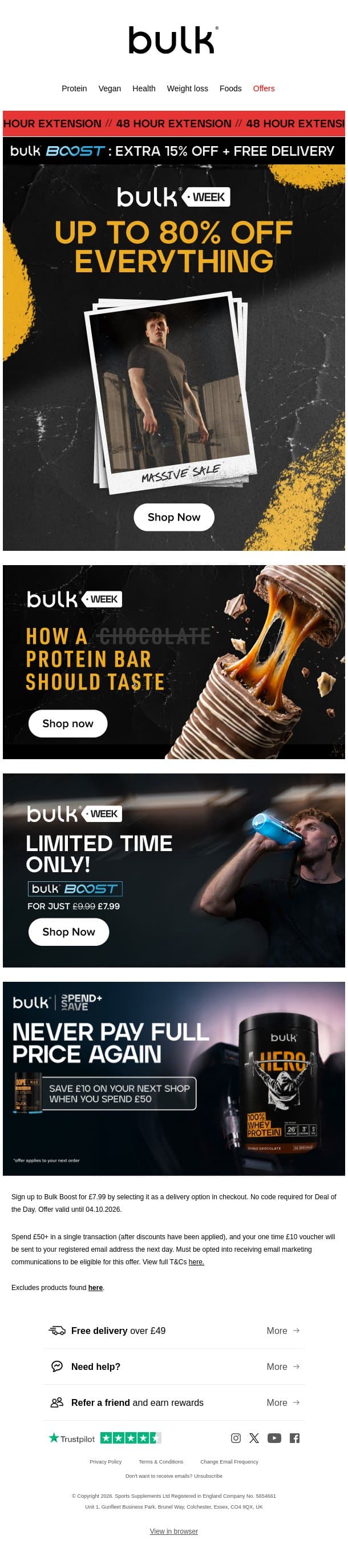 ⏳ FINAL 48 HOURS: 80% Off EVERYTHING email from Bulk.com screenshot