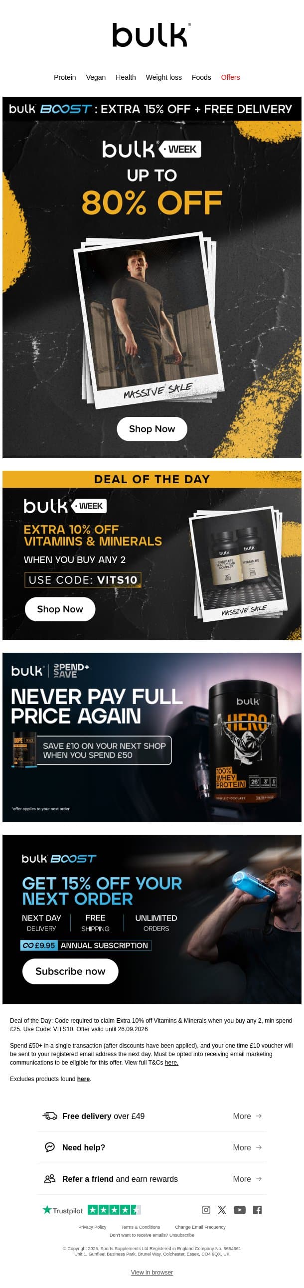 💥 80% Off Bulk Week is HERE email from Bulk.com screenshot
