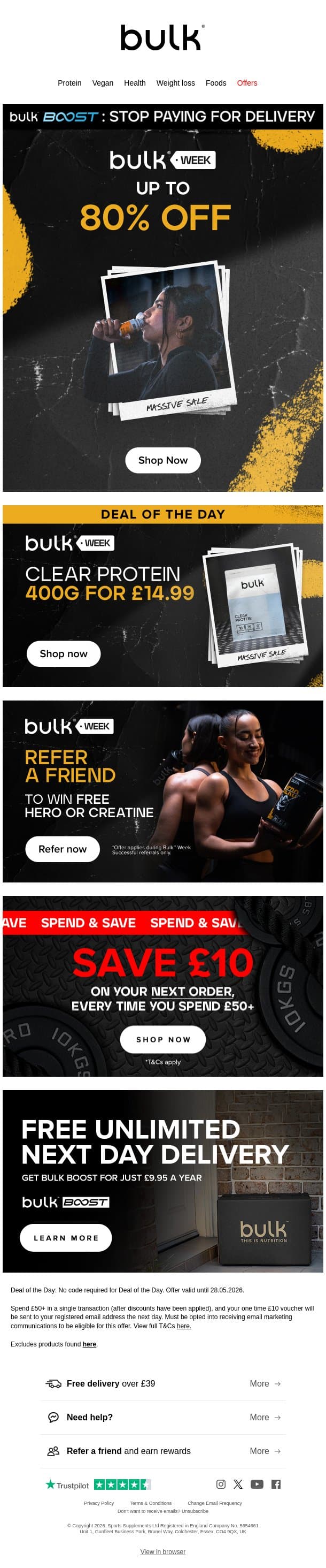 One Massive Sale 🏋️ email from Bulk.com screenshot