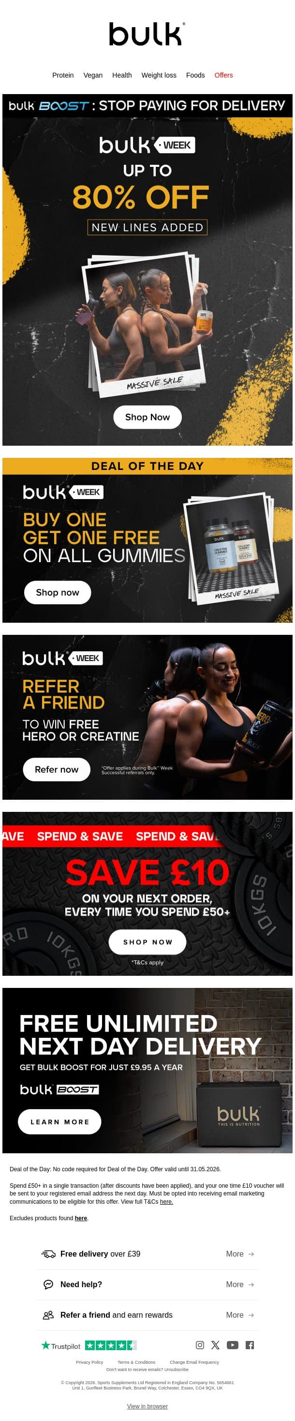 🔥 UP TO 80% OFF 🔥 email from Bulk.com screenshot
