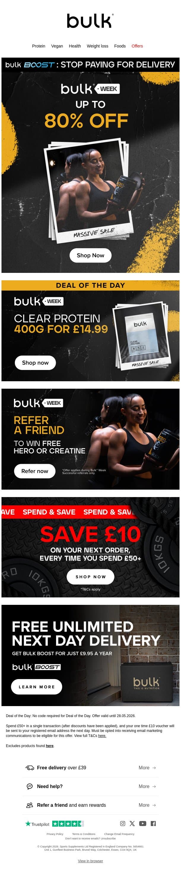 Bulk Week Has Officially Arrived! email from Bulk.com screenshot