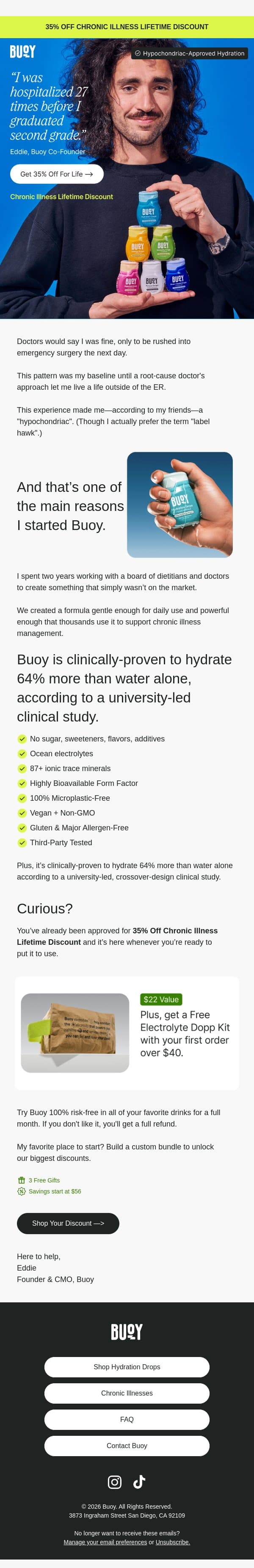 Why I Built Buoy (Chronic Illness Approved) email from Buoy screenshot