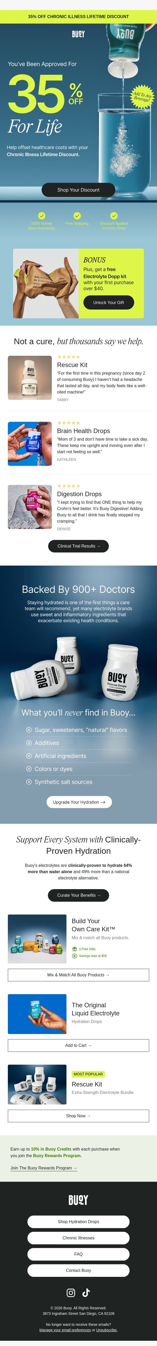 Your Chronic Illness Discount is live 💙 email from Buoy screenshot