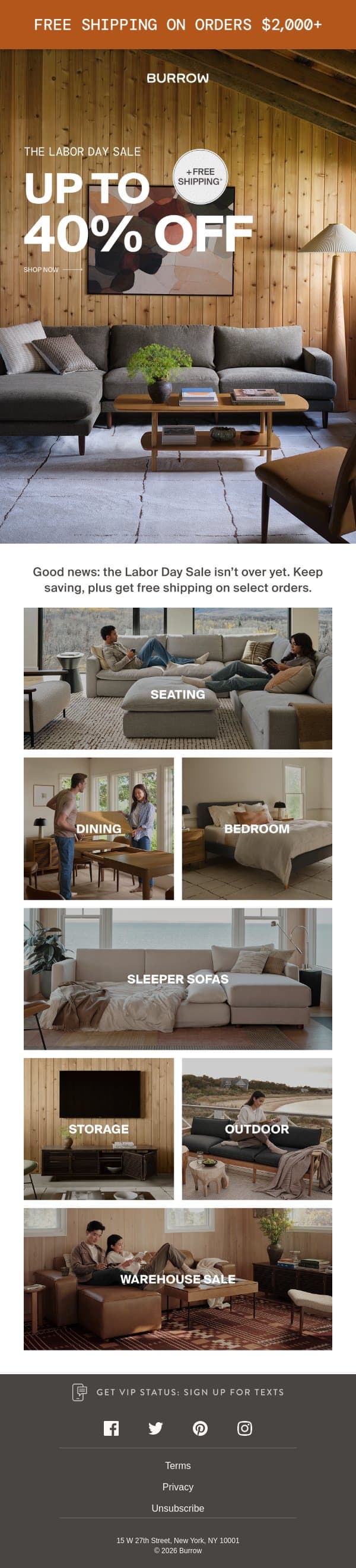 This is your sign: shop up to 40% off email from Burrow screenshot