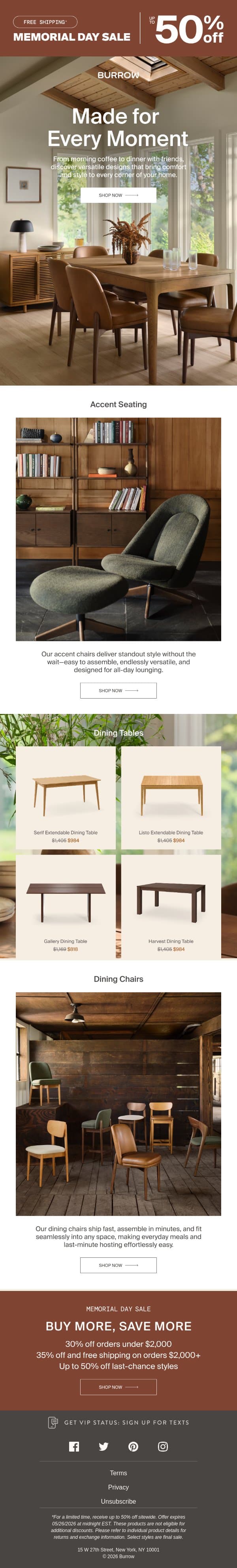 Smart design for every corner email from Burrow screenshot