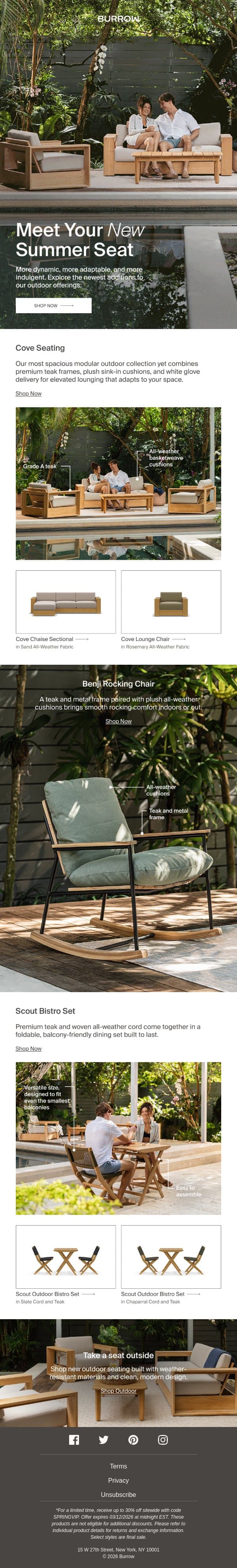 New Outdoor Has Arrived email from Burrow screenshot